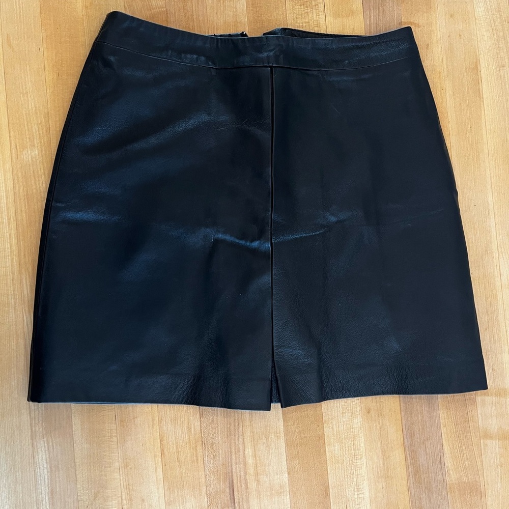 ASOS A-Line 100% Leather Skirt With Pleat - Black / US 6